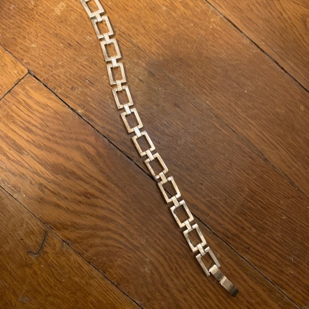 00s Silver Rectangular Patterned Bracelet